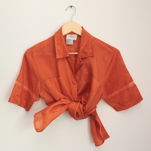 Vintage Tops - 🌻FINAL PRICE DROP🌻 Lace Tangerine Short Sleeve